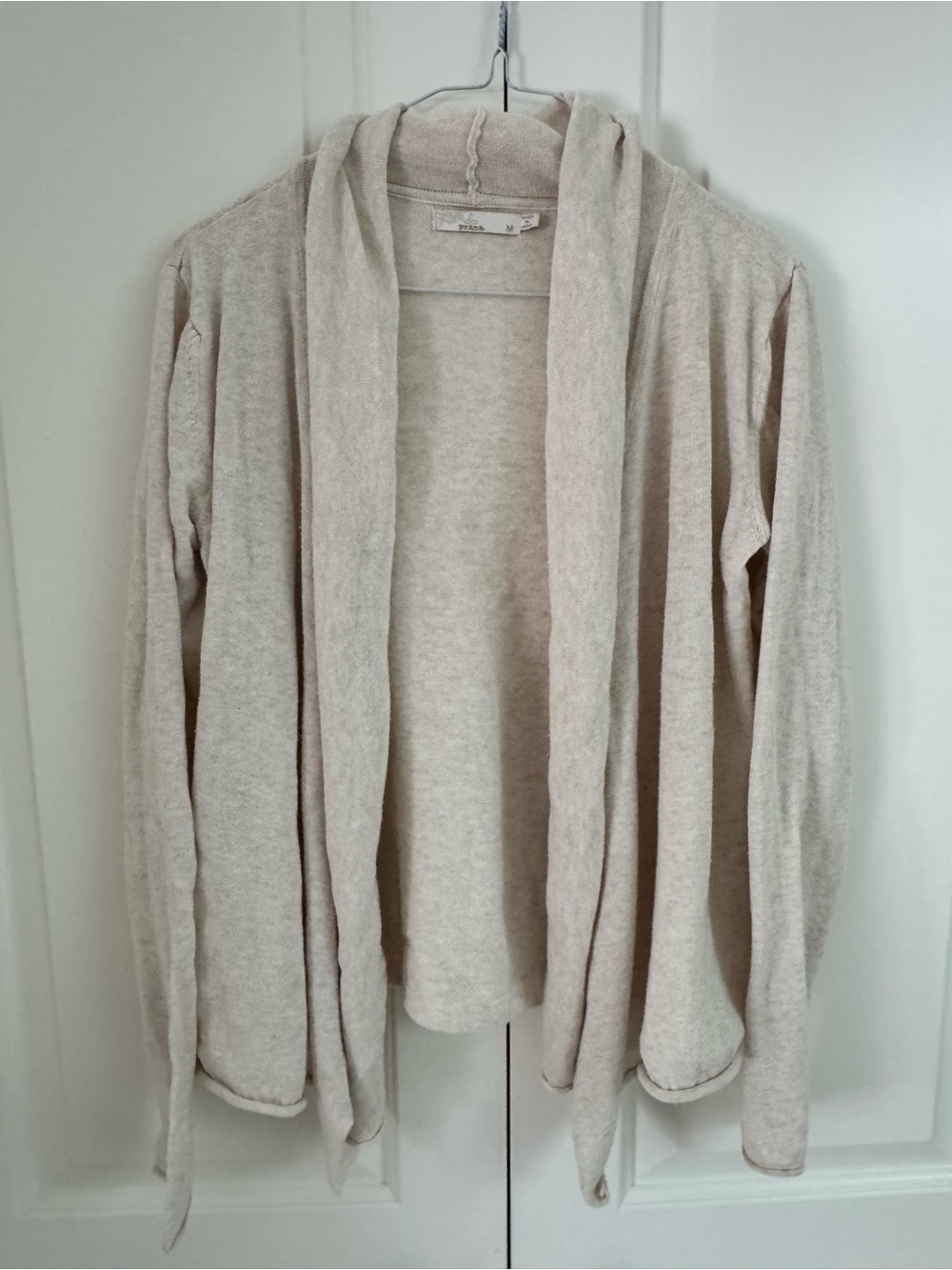 Prana Women’s Cream Open-Front Lightweight Cardigan Sweater